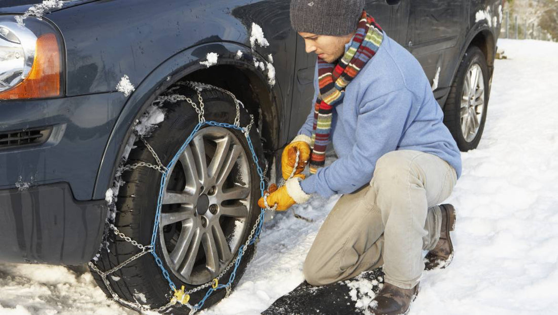 Driving safely with snow chains