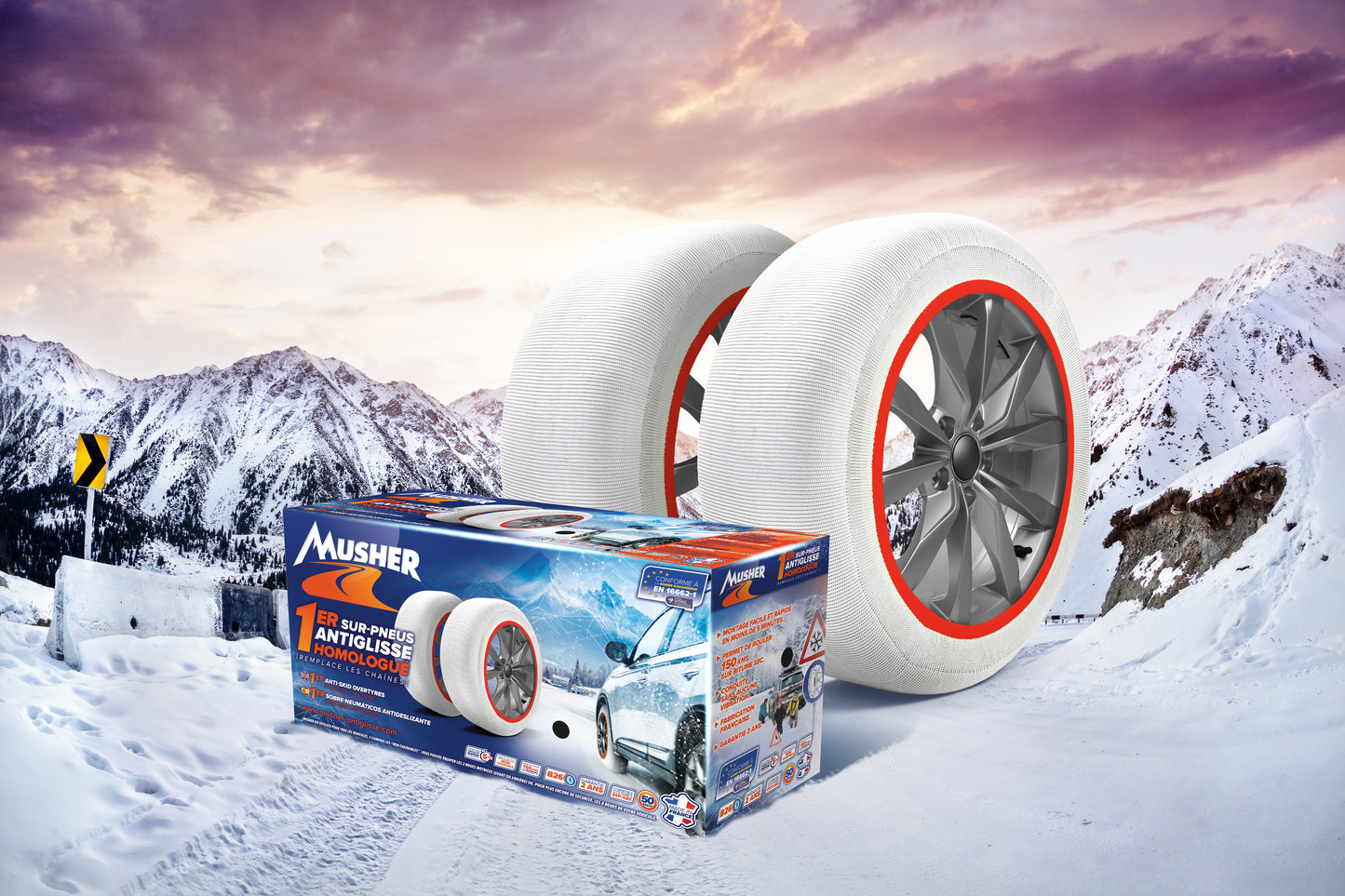 Anti-Skid Snow & Ice Wheel Covers - Size L, Snow Socks